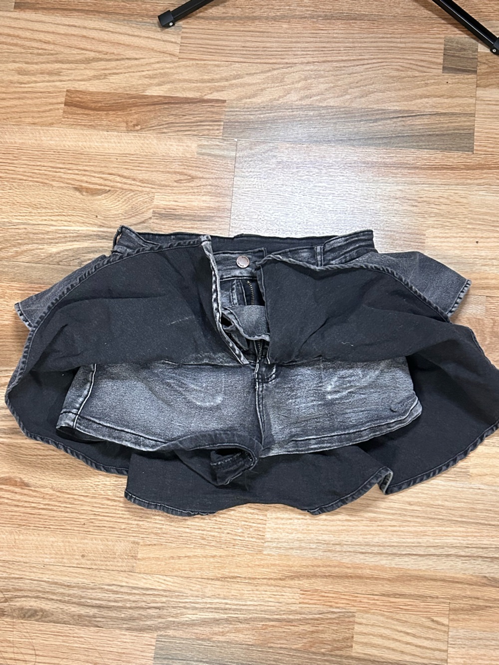 Black Washed Denim Skirt - Feminine Casual Layer